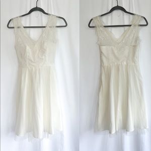 BHLDN ivory A-line tulle and lace dress